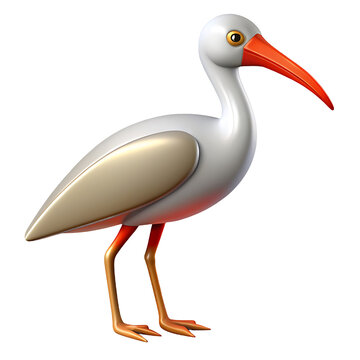 recommend clip art: ibis icon white and orange color in plastic 3d style