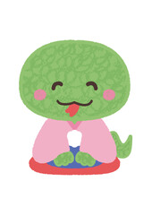 あいさつする　へび