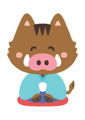 あいさつする　いのしし