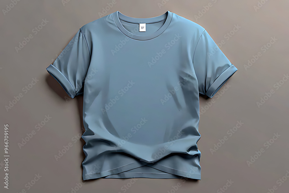 Wall mural T-Shirt Mockup with Folded Sleeves. Laid-Back Folded Sleeve Tee Mockup