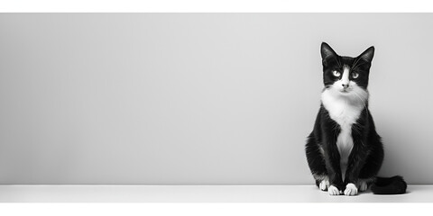 Black and White Cat on a Ledge