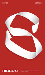 Letter S ribbon poster print design