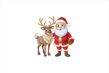 Santa with raindeer Clip Art Vectors & Illustrations .Santa and deer clip art. Santa vector. 