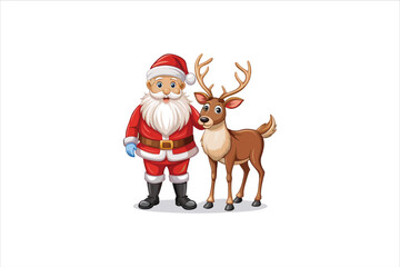 Santa with raindeer Clip Art Vectors & Illustrations .Santa and deer clip art. Santa vector. 