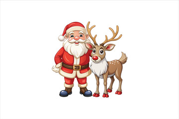 Santa with raindeer Clip Art Vectors & Illustrations .Santa and deer clip art. Santa vector. 