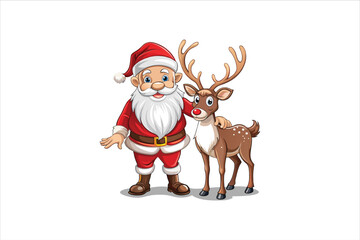 Santa with raindeer Clip Art Vectors & Illustrations .Santa and deer clip art. Santa vector. 