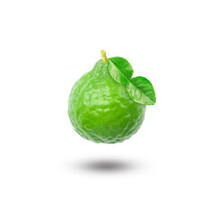 Flying bergamot with leaves  isolated on white background , clipping path.