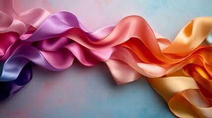 Wavy Satin Ribbons in a Rainbow of Pastel Colors