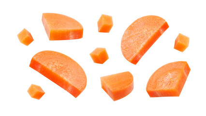 Carrot slices pattern isolated on white background , clipping path.