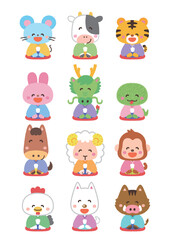 かわいい干支のイラスト　セット