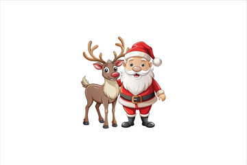 Santa with raindeer Clip Art Vectors & Illustrations .Santa and deer clip art. Santa vector. 