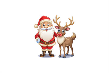 Santa with raindeer Clip Art Vectors & Illustrations .Santa and deer clip art. Santa vector. 