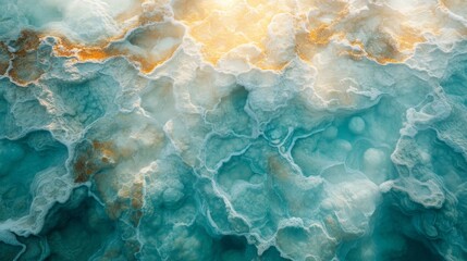 Obraz premium Abstract Turquoise and White Mineral Formations in a Natural Hot Spring