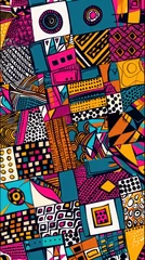 Stickers  Abstract geometric pattern in vibrant colors.  © AURA COLLECTIONS