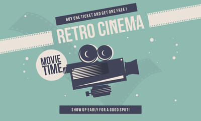 Retro cinema posters and flyers collection. Vintage movie signs layout
