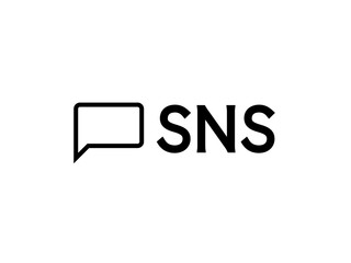 Obraz premium ミニマルなSNS吹き出し横ロゴB：黒線