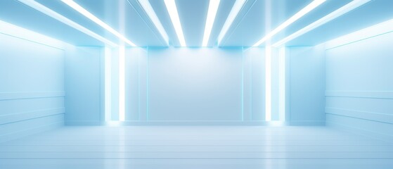 Empty Light Blue Room with Minimalist Design and Bright Illumination