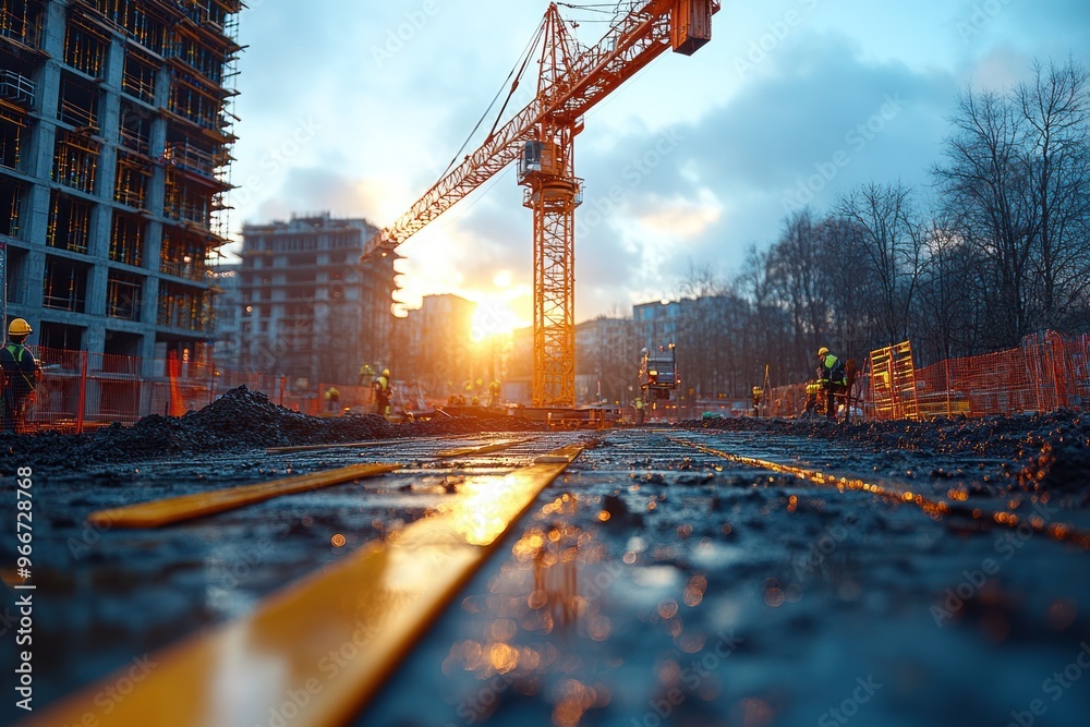 Canvas Prints Construction Site at Sunset