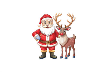 Santa with raindeer Clip Art Vectors & Illustrations .Santa and deer clip art. Santa vector. 