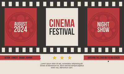 Retro cinema posters and flyers collection. Vintage movie signs layout