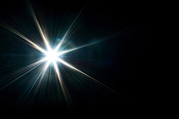 Lens flare glow light effect on black. image of rays light effects, overlays or flare isolated on black background for design. lens flare light over black background, ai