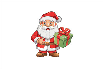 Santa Claus with gift box Clip Art Vectors & Illustrations.  Santa and gift box Clip Art vector illustration.