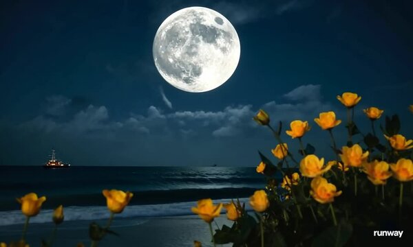 full moon over the sea