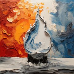 Water drop and molten lava, a slice of  volcanic rock and oil, Smoke, foam, swirls under water 
