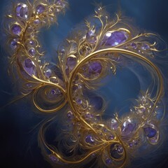 Dreamlike, iridescent fractal formations cradle luminescent exotic flowers, suspended in mid-air, surrounded by a soft, shimmering aura, evoking an otherworldly atmosphere
