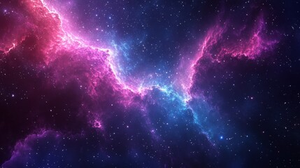 Naklejka premium A Cosmic Nebula with Swirling Pink and Blue Clouds