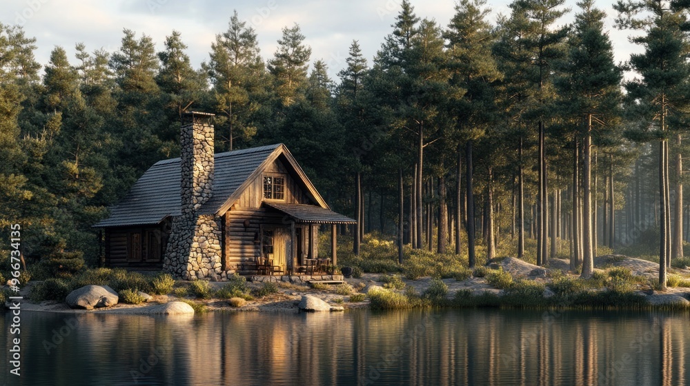 Sticker Secluded Cabin by the Lake