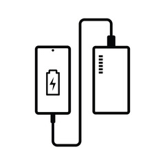 Power Bank Charging Smartphone Icon Set, Portable Energy Battery Symbol