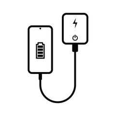 Power Bank Charging Smartphone Icon Set, Portable Energy Battery Symbol