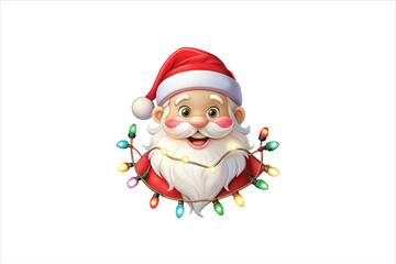 lighting Santa clip art. Santa head with lighting vector. 