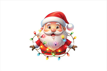 lighting Santa clip art. Santa head with lighting vector. 