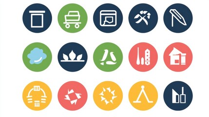 Fototapeta premium Eco friendly and Sustainable Icon Set for Renewable Energy Environment and Technology Concepts