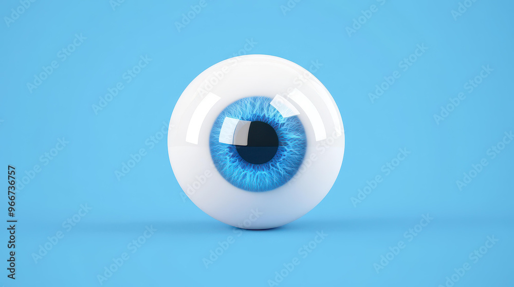 Poster A captivating vector illustration of a spinning 3D eyeball on a clean, minimalist background for a dynamic visual effect.