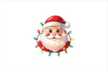 lighting Santa clip art. Santa head with lighting vector. 