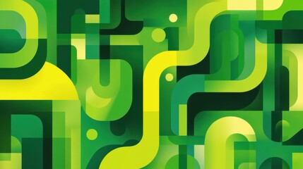 Obraz premium A vibrant green geometric background featuring abstract fluid shapes, perfect for modern graphic design projects.