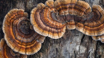 A large mushroom with a brown and tan color