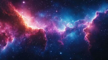 Fototapeta premium Cosmic Nebula with Pink and Blue Hues and Scattered Stars