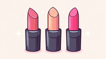 Fototapeta premium Bright and playful cartoon illustration of lipstick with a clean, minimal background for a fresh style.