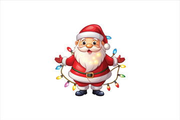 lighting Santa clip art. Santa head with lighting vector. 