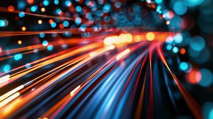 A vibrant display of light trails and bokeh effects, suggesting motion and energy.