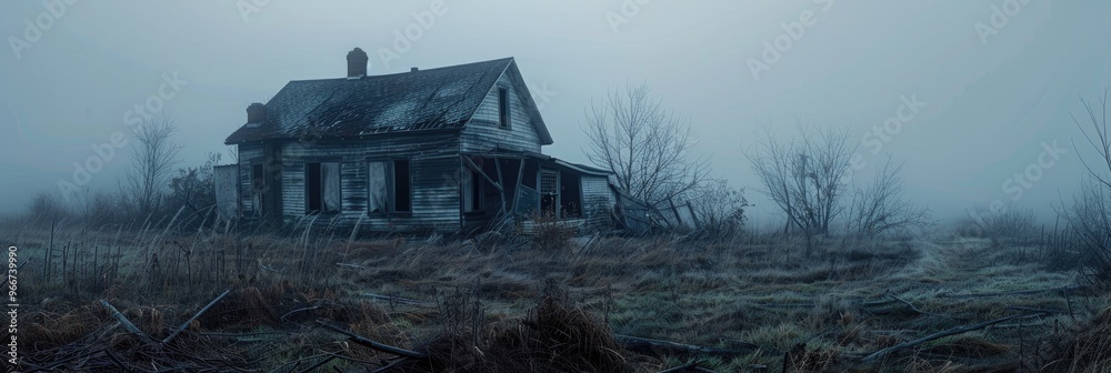 Poster Spooky Abandoned House During Halloween