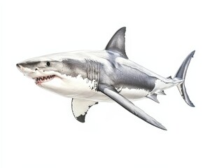 A large shark is swimming in the ocean