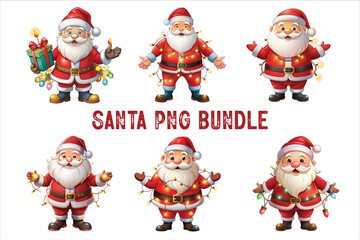 Santa Claus Clip Art Vectors & Illustrations set.  lighting Santa clip art. Santa vector. Red christmas sleigh with santa claus vector illustration.