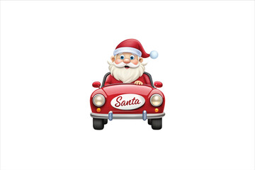  Red christmas sleigh with santa claus vector illustration.
