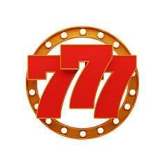 lucky number seven icon and 3d illustration