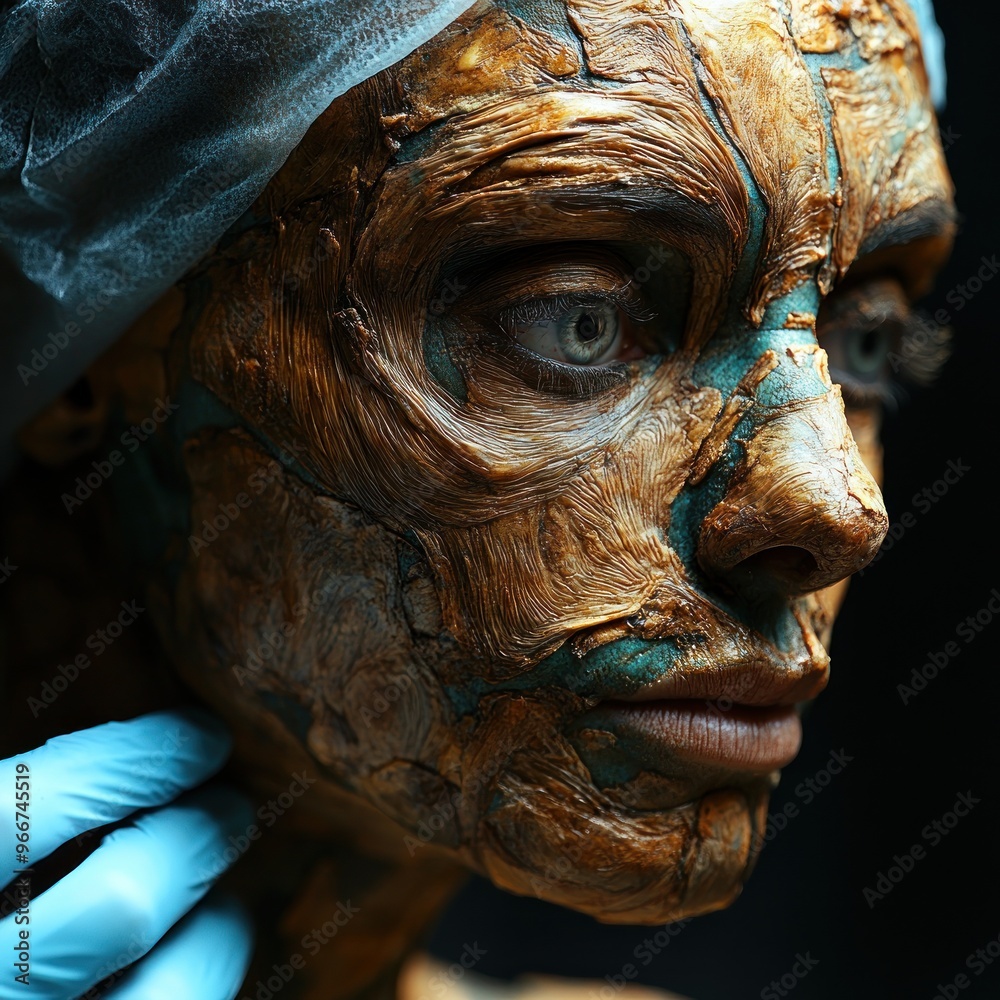 Canvas Prints Intriguing Portrait of a Person with Cracked Skin